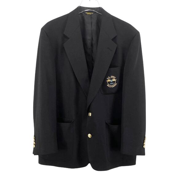 VINTAGE IZOD Black 1993 U.S. Open Button Up Sports Coat Jacket Blazer - Picture 9 of 9